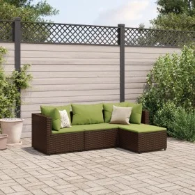 Set muebles de jardín 4 piezas y cojines ratán sintético marrón by , Garden sets - Ref: Foro24-3308054, Price: 262,92 €, Disc...