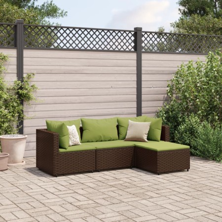Set muebles de jardín 4 piezas y cojines ratán sintético marrón by , Garden sets - Ref: Foro24-3308054, Price: 274,97 €, Disc...