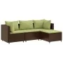 Set muebles de jardín 4 piezas y cojines ratán sintético marrón de , Conjuntos de jardín - Ref: Foro24-3308054, Precio: 262,5...