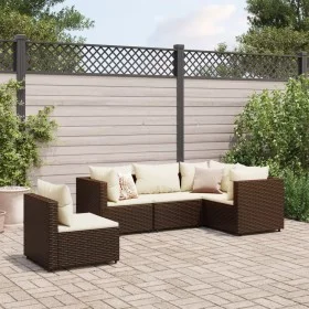Set muebles de jardín 5 piezas y cojines ratán sintético marrón by , Garden sets - Ref: Foro24-3308153, Price: 387,47 €, Disc...