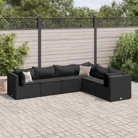 Set muebles de jardín 6 piezas y cojines ratán sintético negro by , Garden sets - Ref: Foro24-3308139, Price: 486,65 €, Disco...