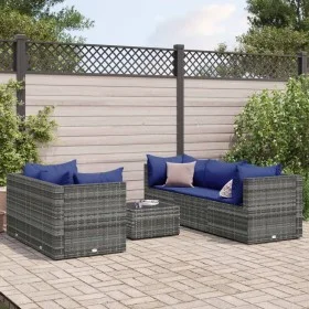 Gartenmöbel-Set, 6-teilig, mit grauen Polstern aus synthetischem Rattan. von , Gartensets - Ref: Foro24-3308023, Preis: 375,5...