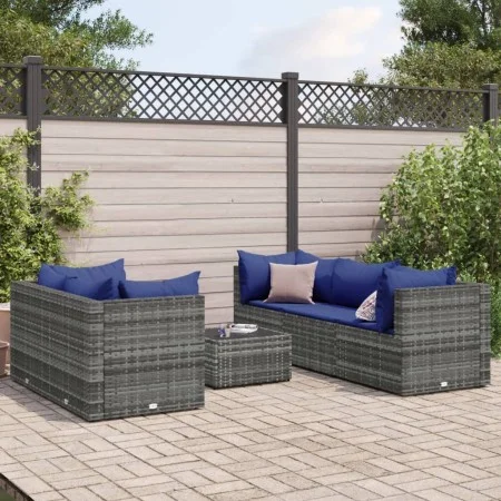 Set de muebles de jardín 6 pzas y cojines ratán sintético gris by , Garden sets - Ref: Foro24-3308023, Price: 379,60 €, Disco...