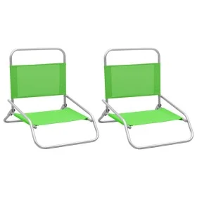 Folding beach chairs 2 units green fabric by vidaXL, Garden chairs - Ref: Foro24-310370, Price: 71,83 €, Discount: %