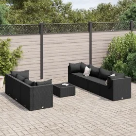 Set de muebles de jardín 8 pzas y cojines ratán sintético negro by , Garden sets - Ref: Foro24-3308035, Price: 608,57 €, Disc...