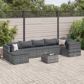 Gartenmöbel-Set 8-teilig mit grauen Polstern aus synthetischem Rattan von , Gartensets - Ref: Foro24-3308234, Preis: 541,63 €...