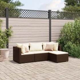 Set muebles de jardín 4 piezas y cojines ratán sintético marrón by , Garden sets - Ref: Foro24-3308049, Price: 266,50 €, Disc...