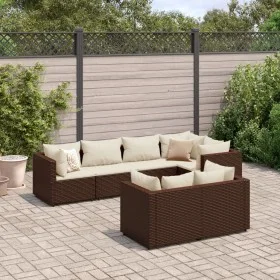 Gartenmöbel-Set, 7-teilig, mit braunen Polstern aus synthetischem Rattan. von , Gartensets - Ref: Foro24-3308185, Preis: 539,...