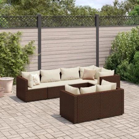 Gartenmöbel-Set, 7-teilig, mit braunen Polstern aus synthetischem Rattan. von , Gartensets - Ref: Foro24-3308185, Preis: 538,...