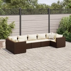 Set muebles de jardín 7 piezas y cojines ratán sintético marrón by , Garden sets - Ref: Foro24-3308257, Price: 495,17 €, Disc...