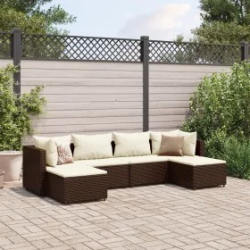 Set muebles de jardín 6 piezas y cojines ratán sintético marrón by , Garden sets - Ref: Foro24-3308241, Price: 353,50 €, Disc...