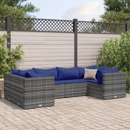 Set de muebles de jardín 6 pzas y cojines ratán sintético gris by , Garden sets - Ref: Foro24-3308255, Price: 384,77 €, Disco...
