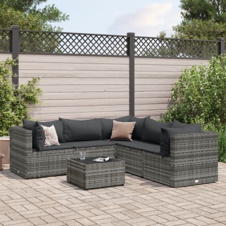 Set de muebles de jardín 6 pzas y cojines ratán sintético gris von , Gartensets - Ref: Foro24-3308130, Preis: 422,16 €, Rabat...