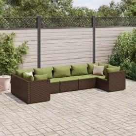Set muebles de jardín 7 piezas y cojines ratán sintético marrón by , Garden sets - Ref: Foro24-3308262, Price: 525,82 €, Disc...