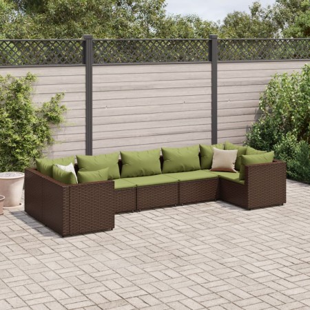 Set muebles de jardín 7 piezas y cojines ratán sintético marrón by , Garden sets - Ref: Foro24-3308262, Price: 545,01 €, Disc...