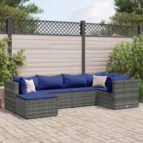 Gartenmöbel-Set, 6-teilig, mit grauen Polstern aus synthetischem Rattan. von , Gartensets - Ref: Foro24-3308215, Preis: 378,2...