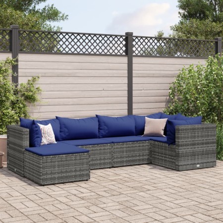 Set de muebles de jardín 6 pzas y cojines ratán sintético gris by , Garden sets - Ref: Foro24-3308215, Price: 381,34 €, Disco...