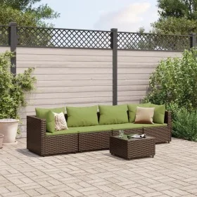 Gartenmöbel-Set, 5-teilig, mit braunen Kunststoff-Rattan-Kissen. von , Gartensets - Ref: Foro24-3308014, Preis: 356,48 €, Rab...