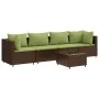 Set muebles de jardín 5 piezas y cojines ratán sintético marrón by , Garden sets - Ref: Foro24-3308014, Price: 355,62 €, Disc...
