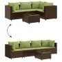 Set muebles de jardín 5 piezas y cojines ratán sintético marrón by , Garden sets - Ref: Foro24-3308014, Price: 355,62 €, Disc...