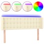 Cabecero con LED cuero sintético crema 147x16x78/88 cm