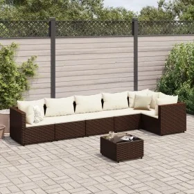 Gartenmöbel-Set, 7-teilig, mit braunen Polstern aus synthetischem Rattan. von , Gartensets - Ref: Foro24-3308113, Preis: 555,...