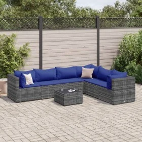 Set de muebles de jardín 7 pzas y cojines ratán sintético gris by , Garden sets - Ref: Foro24-3308151, Price: 467,23 €, Disco...