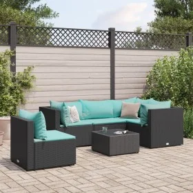 Set muebles de jardín 6 piezas y cojines ratán sintético negro by , Garden sets - Ref: Foro24-3308164, Price: 438,77 €, Disco...