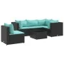 Set muebles de jardín 6 piezas y cojines ratán sintético negro by , Garden sets - Ref: Foro24-3308164, Price: 438,72 €, Disco...