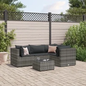 Gartenmöbel-Set 5-teilig mit grauen Polstern aus synthetischem Rattan von , Gartensets - Ref: Foro24-3308082, Preis: 332,99 €...