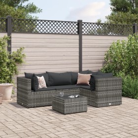 Gartenmöbel-Set 5-teilig mit grauen Polstern aus synthetischem Rattan von , Gartensets - Ref: Foro24-3308082, Preis: 344,25 €...