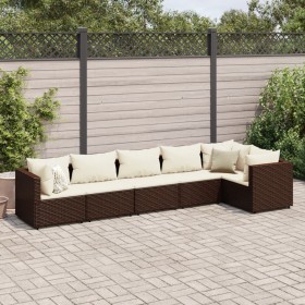 Set muebles de jardín 6 piezas y cojines ratán sintético marrón by , Garden sets - Ref: Foro24-3308105, Price: 508,07 €, Disc...