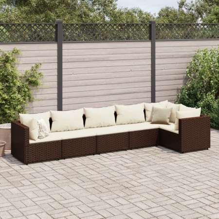 Set muebles de jardín 6 piezas y cojines ratán sintético marrón by , Garden sets - Ref: Foro24-3308105, Price: 508,07 €, Disc...