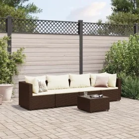 Set muebles de jardín 5 piezas y cojines ratán sintético marrón by , Garden sets - Ref: Foro24-3308009, Price: 308,27 €, Disc...