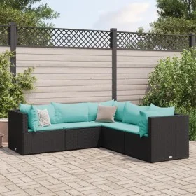 Gartenmöbel-Set 5-teilig mit schwarzen Polstern aus synthetischem Rattan von , Gartensets - Ref: Foro24-3308124, Preis: 361,9...