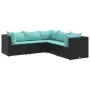 Set de muebles de jardín 5 pzas y cojines ratán sintético negro de , Conjuntos de jardín - Ref: Foro24-3308124, Precio: 361,8...