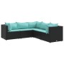 Set de muebles de jardín 5 pzas y cojines ratán sintético negro by , Garden sets - Ref: Foro24-3308124, Price: 367,43 €, Disc...