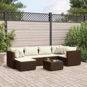 Set muebles de jardín 7 piezas y cojines ratán sintético marrón by , Garden sets - Ref: Foro24-3308217, Price: 489,32 €, Disc...