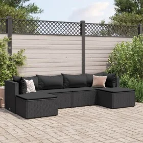 Set muebles de jardín 6 piezas y cojines ratán sintético negro by , Garden sets - Ref: Foro24-3308243, Price: 417,22 €, Disco...