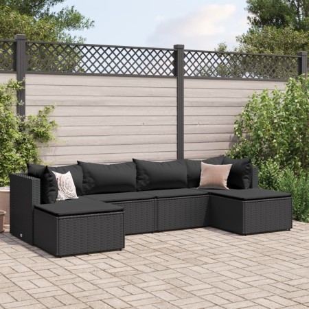 Gartenmöbel-Set, 6-teilig, mit schwarzen Kissen aus synthetischem Rattan. von , Gartensets - Ref: Foro24-3308243, Preis: 430,...