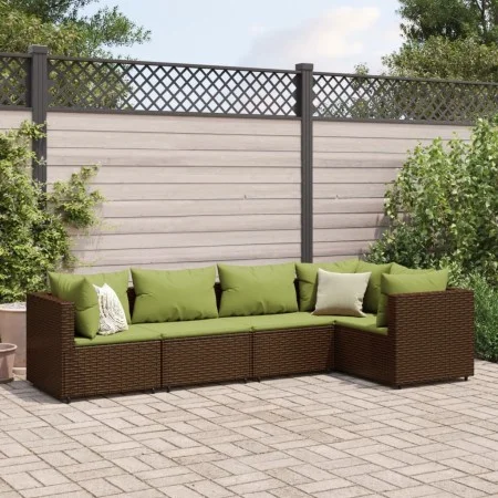 Gartenmöbel-Set, 5-teilig, mit braunen Kunststoff-Rattan-Kissen. von , Gartensets - Ref: Foro24-3308094, Preis: 423,73 €, Rab...