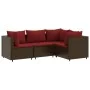 Set muebles de jardín 4 piezas y cojines ratán sintético marrón de , Conjuntos de jardín - Ref: Foro24-3308077, Precio: 311,3...
