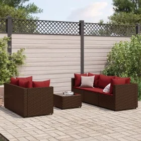 Set muebles de jardín 6 piezas y cojines ratán sintético marrón by , Garden sets - Ref: Foro24-3308021, Price: 403,33 €, Disc...