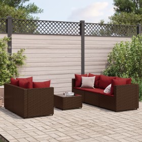 Set muebles de jardín 6 piezas y cojines ratán sintético marrón by , Garden sets - Ref: Foro24-3308021, Price: 408,86 €, Disc...