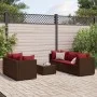Set muebles de jardín 6 piezas y cojines ratán sintético marrón by , Garden sets - Ref: Foro24-3308021, Price: 403,32 €, Disc...
