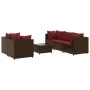 Set muebles de jardín 6 piezas y cojines ratán sintético marrón by , Garden sets - Ref: Foro24-3308021, Price: 403,32 €, Disc...