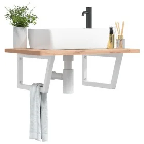 Soportes estante de lavabo 2 unidades trapecio acero blanco by , Supports and crossbars - Ref: Foro24-4007282, Price: 39,33 €...