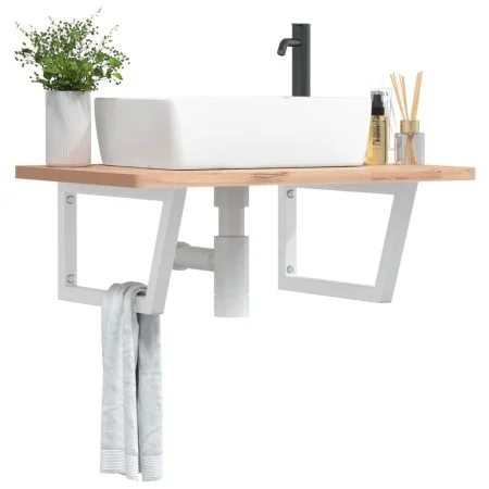 Soportes estante de lavabo 2 unidades trapecio acero blanco by , Supports and crossbars - Ref: Foro24-4007282, Price: 39,33 €...