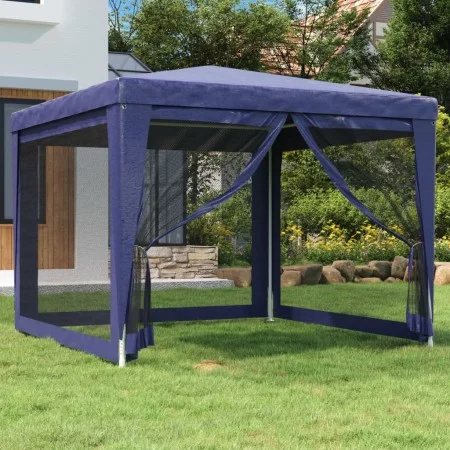 Carpa para fiestas con 4 paredes de malla HDPE azul 3x3 m by , Tents and gazebos - Ref: Foro24-319227, Price: 79,58 €, Discou...