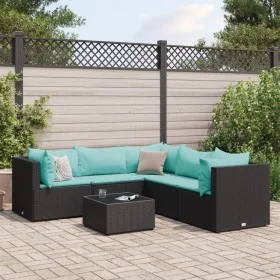 Set muebles de jardín 6 piezas y cojines ratán sintético negro by , Garden sets - Ref: Foro24-3308132, Price: 438,77 €, Disco...